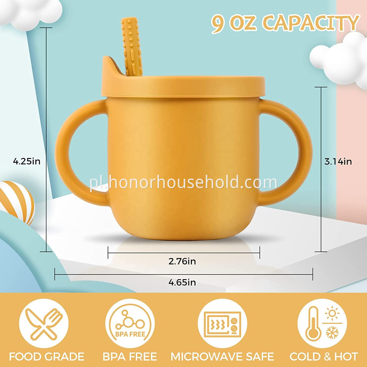 Dostosowany miękki BPA darmowe ekologiczne łapanie przekąsek Grade Food Grade Toddler Baby Silikon Sippy Snack Cup z pokrywką